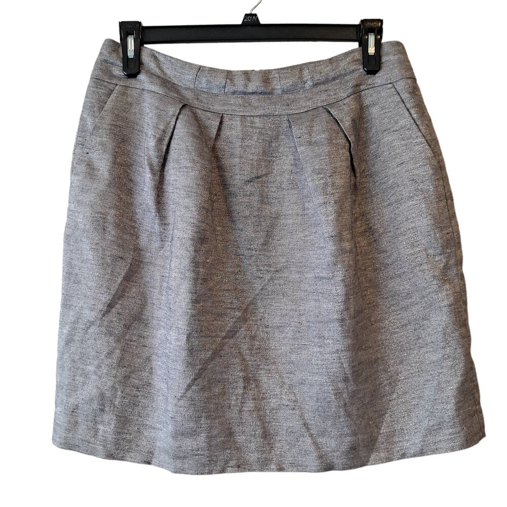 Talbots Petite Metallic Silver Pleated Mini Skirt with Lining - Size 12P (NWT)